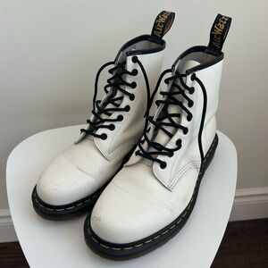 Dr. Martens White Boots with Black Laces